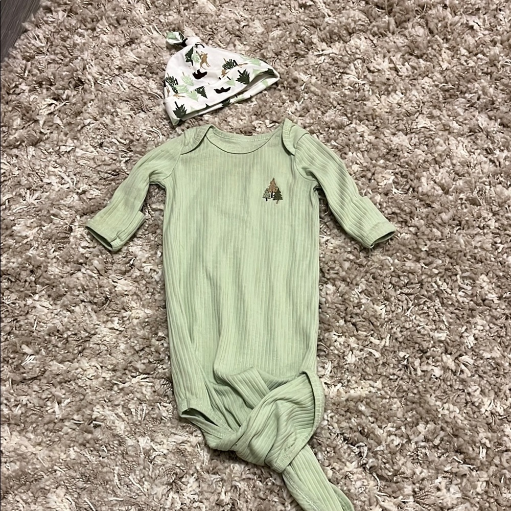 Baby Essentials Green Footies One Piece